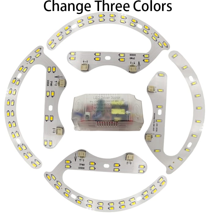 36W 54W 72W 90W 28/32/39/47mm OD ARC Fan-Shaped Three Tri-Color Alternating Light Chip SMT SMD LED Base Bulb Lamp Bead Emitter
