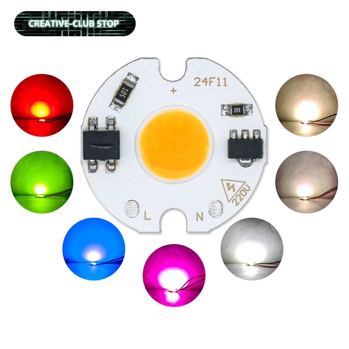 24F11 COB LED Chip Lamp Matrix AC 220V 3W 5W 7W For Floodlight Spotlight Smart IC No Need Drive Projector Light Bulb Beads Ra75