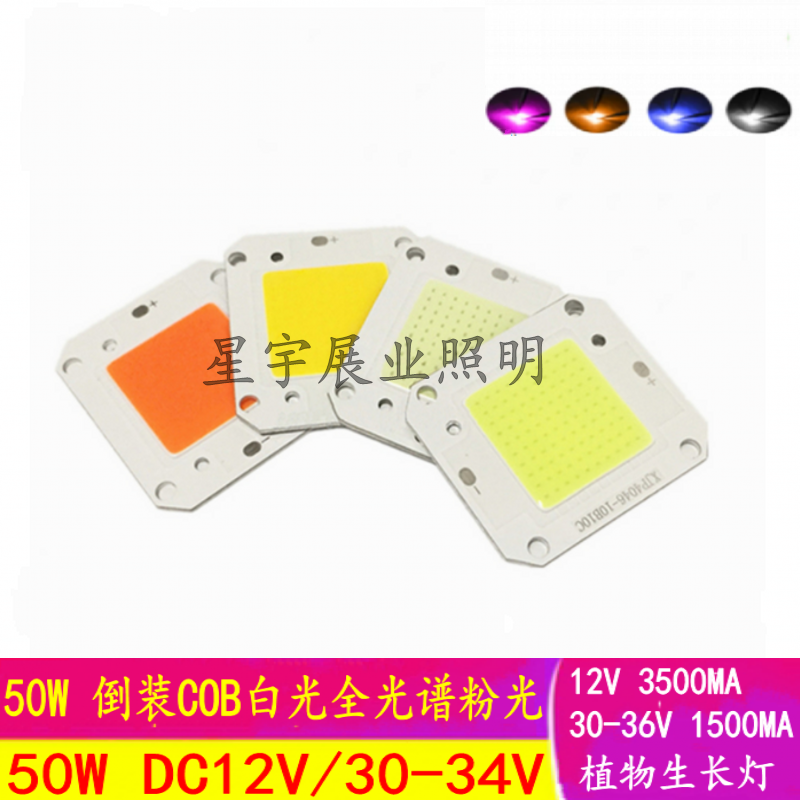 50W LED lamp beads high-power flip-chip COB white light full-spectrum powder light-emitting diode 12V plant growth light