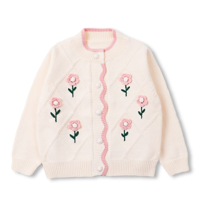 Autumn New Baby Girl Long Sleeve Knit Cardigan Infant Autumn Princess Embroidery Flower Sweater Girls Knitted Jacket Coat Tops