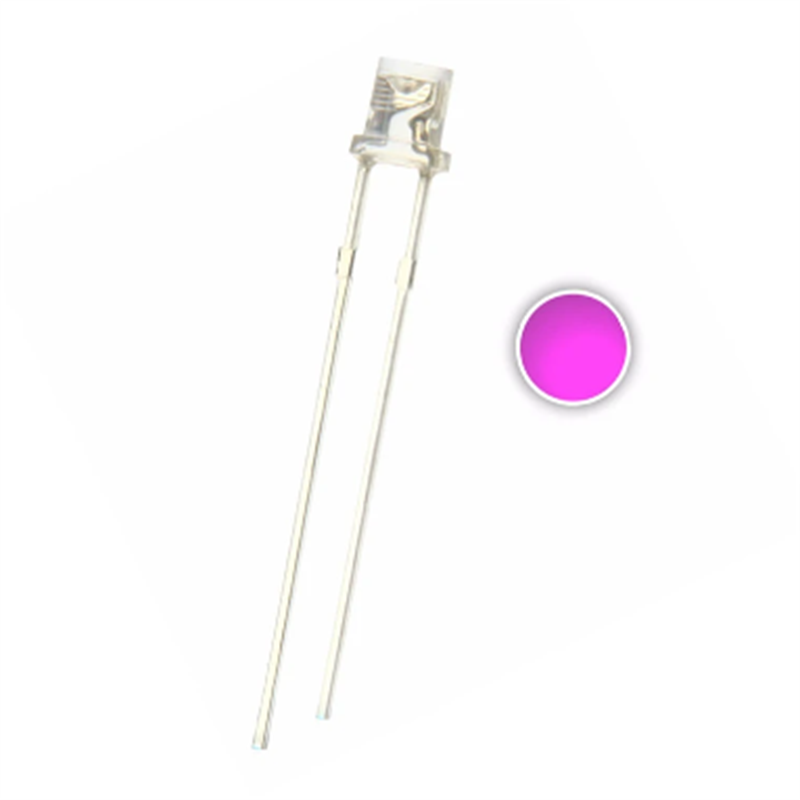 100pcs 3mm Pink Led Flat Top Water Clear Transparent Led Lamp Light Beads Wide Angle