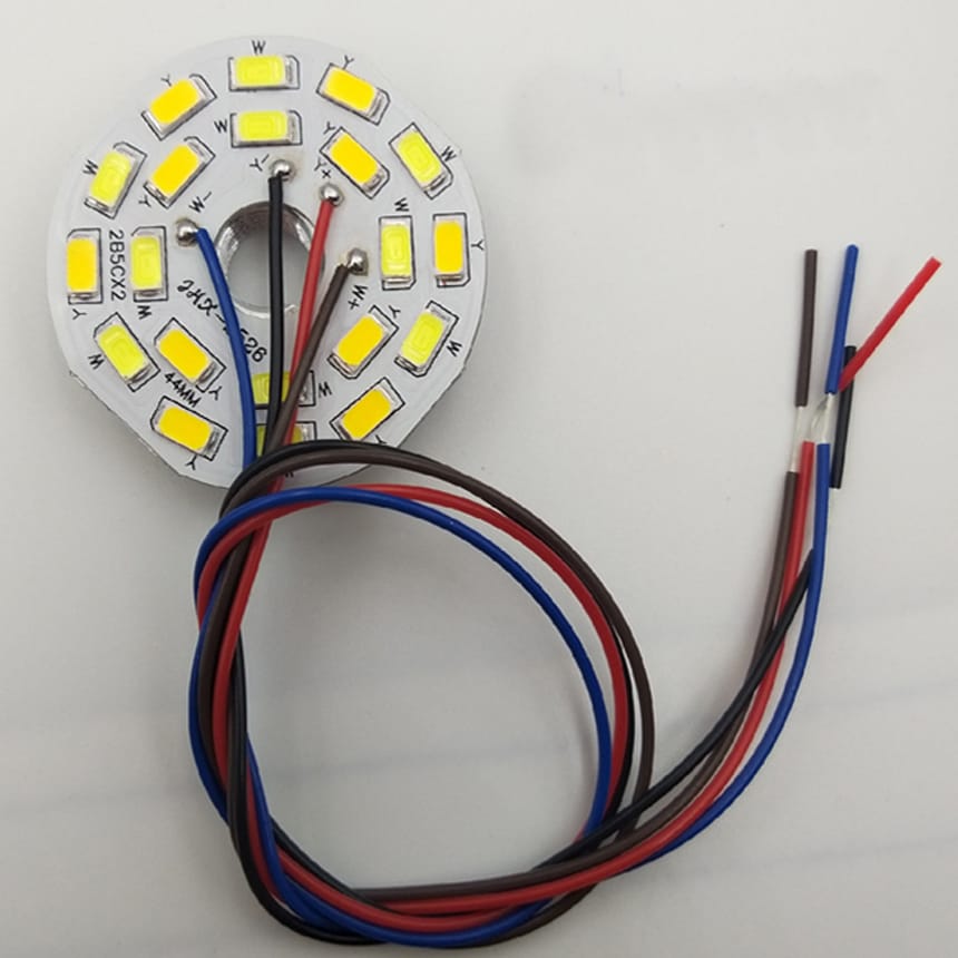 3W 5W 12V Three Tri-Color Alternating Light Warm Yellow White SMD LED Radiator Base Celling Bulb Lamp Bead Emitter With Wire