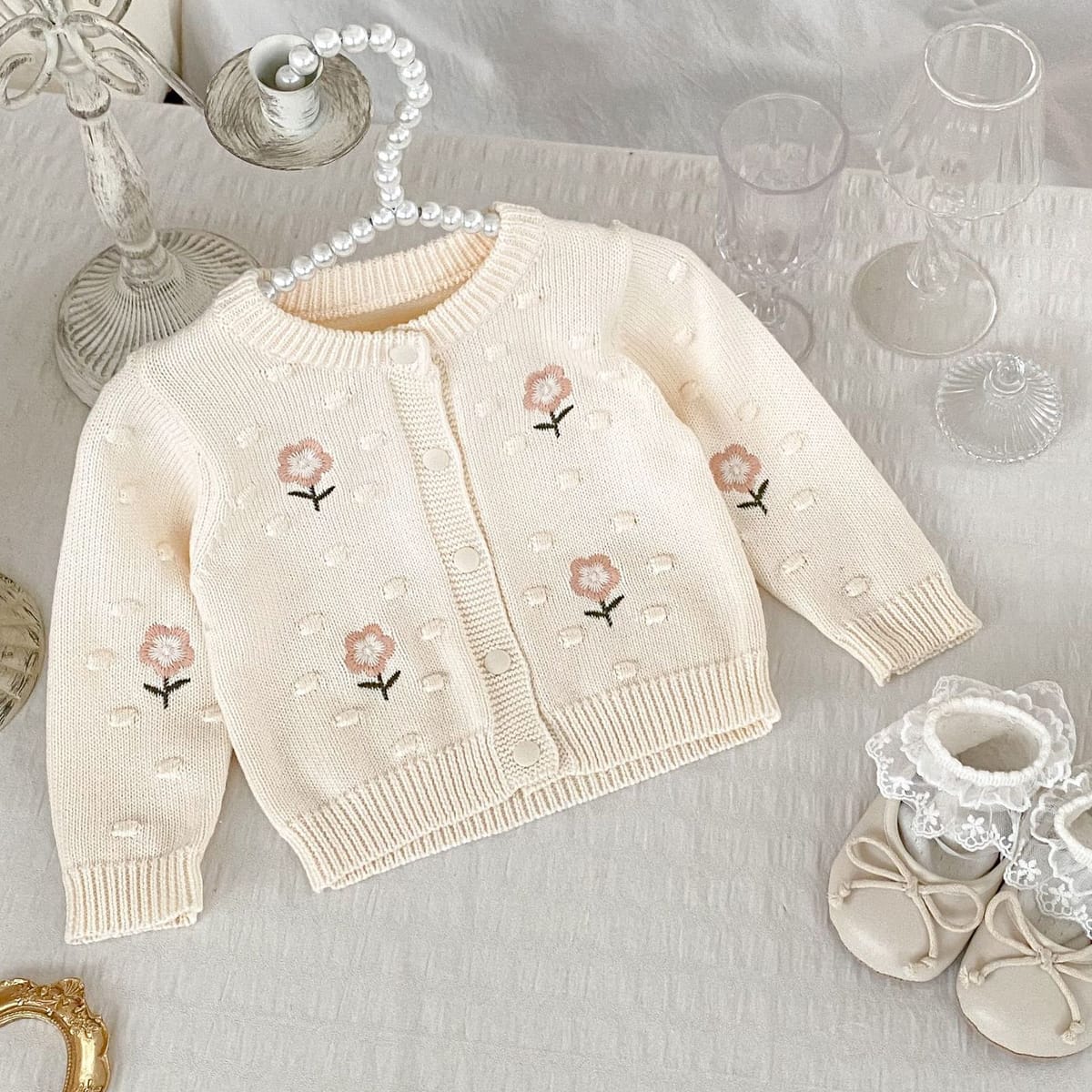 0-6T Newborn Toddler Kid Baby Girl Winter Clothes Flower Infant Girl Sweater Cardigan Elegant Cute Knitwear Coat Warm Outfit