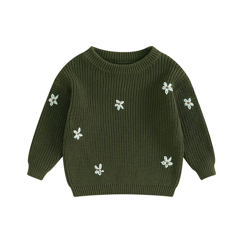 Infant Toddler Baby Girl Chunky Knit Sweater Flower Pullover Sweatshirt Jumper Top Fall Winter Clothes