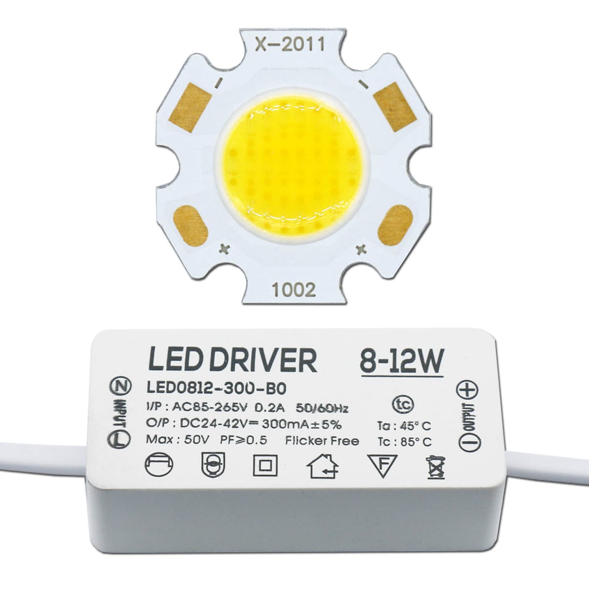 LED Bridgelux Chip Lamp Bead+LED Driver Package 3W 5W 7W 10W 300mA Tricolor Light Source Bulb Spotlight Ceiling Lamp DIY