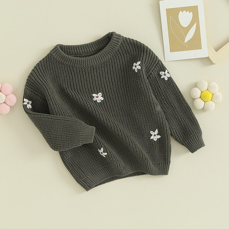 Toddler Baby Girl Spring Fall Long Sleeve Round Neck Flower Printed Pullover Outfit Clothes Sweatshirt