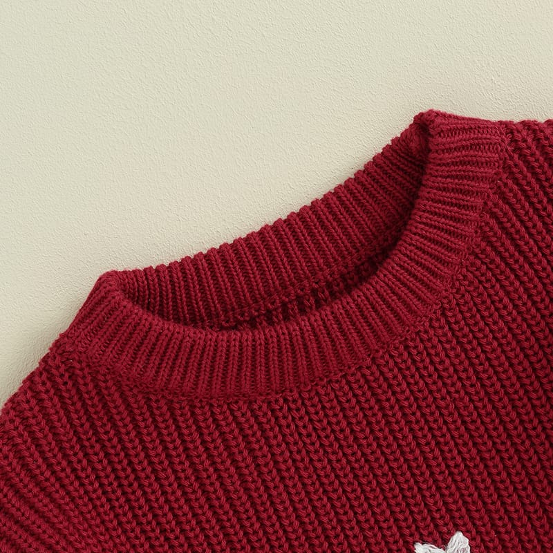 Newborn Baby Girl Winter Sweater Toddler Girl Knitted Sweater Flower Embroidery Pullover Sweater 0-5Y Kids