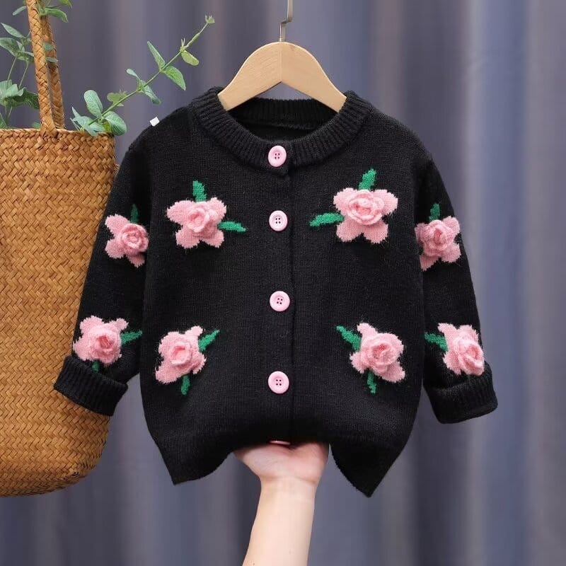 Newborn Baby Girls Knitted Cardigan Coat Sweater Coat 2023 Autumn Winter Fashion Flower  Outerwear Toddler Clothing