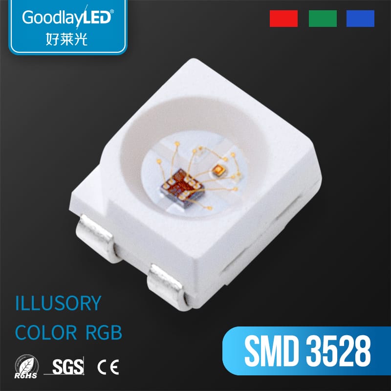 1000pcs 3528 SMD LED 5V Built-in IC Magic Light Bead Bright RGB Transparent/Foggy  Single Point Control Ws2812b Light Bead