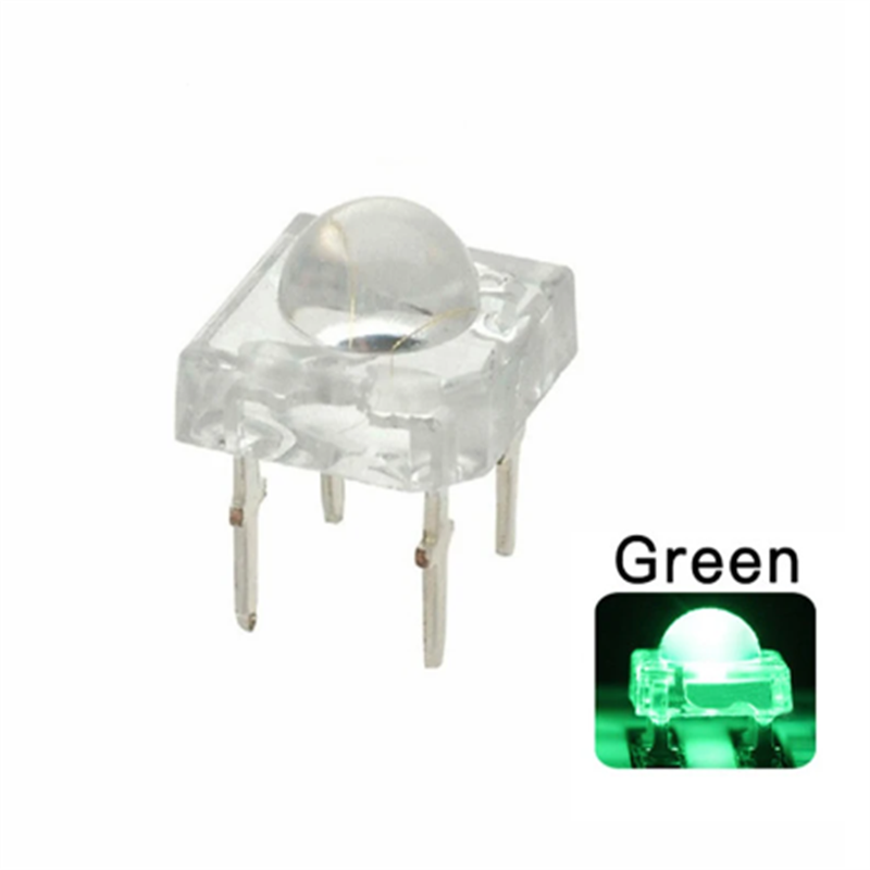 100pcs 5mm Green Led Piranha Dip-4 Super Flux Transparent Ultra Bright Water Clear Lens Lamp 4 Pin Light Beads