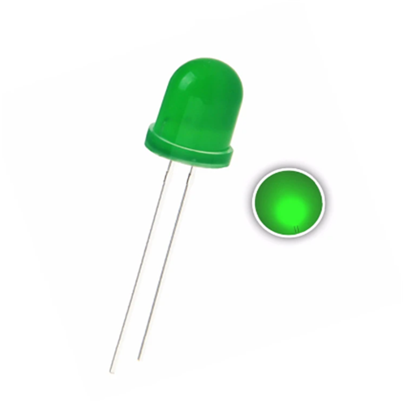 10pcs 10mm Green Dip Led Round Diffused Long Legs 3.0-3.4v 20ma Ultra Bright Light Beads Lamps