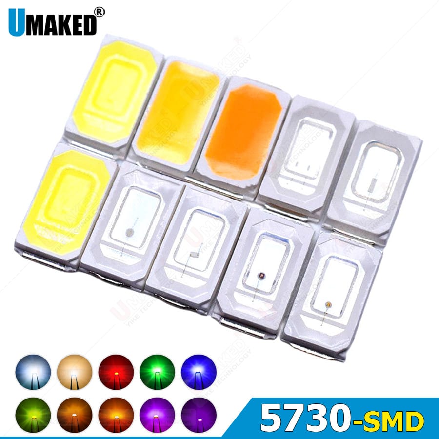1000pcs 5630/5730 SMD LED Diode Chip 0.5W Warm White Red Green Blue Yellow Orange UV Purple Pink DIY Lamp Light Beads Emitting