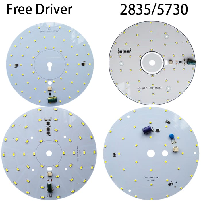 18W 24W 165/180/200mm OD AC220V 2835 5730 Chip Free Driver Warm Yellow White SMT SMD Spot LED Light Base Bulb Lamp Bead Emitter