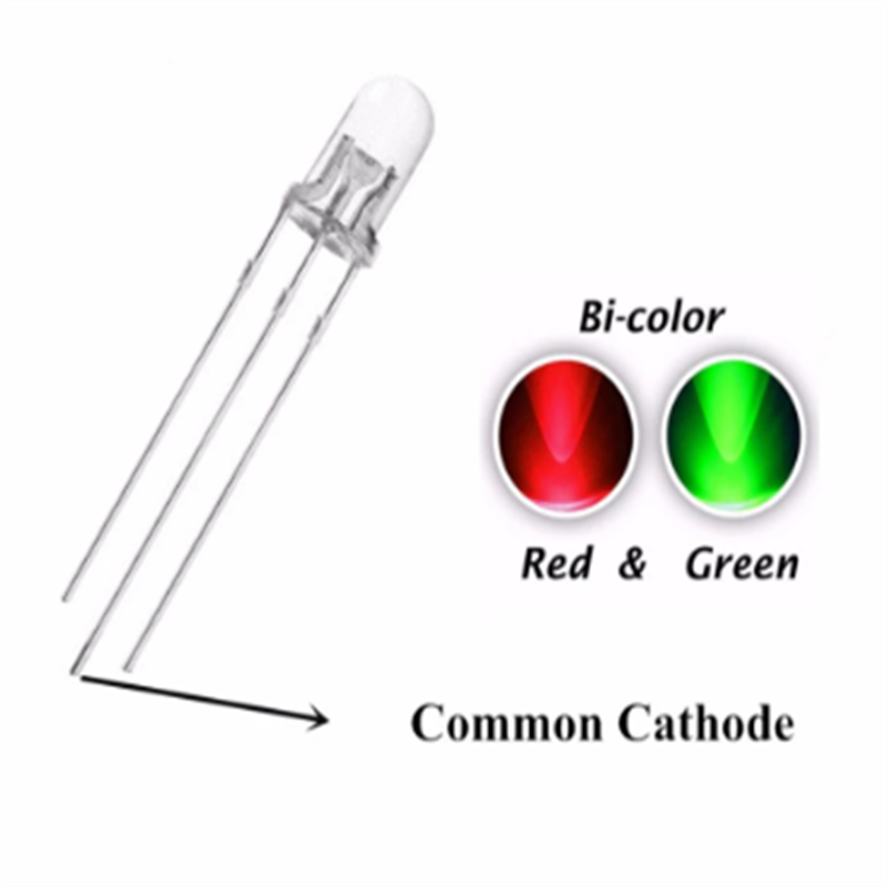 100pcs 5mm Dual Color Red Green Led Common Cathode Dip Ultra Bright Transparent Round Head Bi-color Water Clear Lamp Light Beads