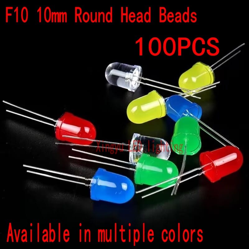 10MM/F10 Round Head LED Light Emitting Diode LED Beads White Hair White Red Emerald Green Yellow Blue Highlight Long Leg