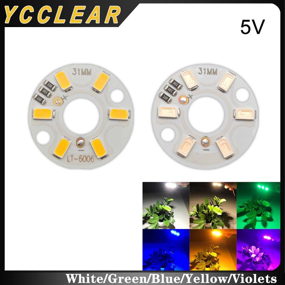 10PCS LED 3W 5V Color Lamp Bead Light Board Bulb SMD5730 Round Transformation Light Source Dia 32MM White Red Blue Yellow Purple