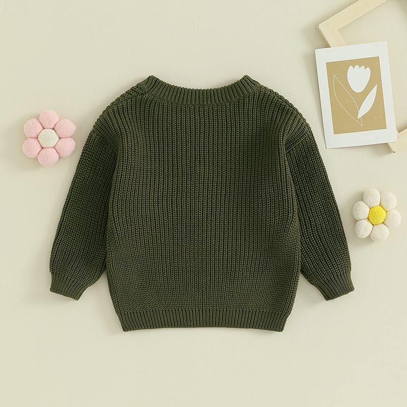 Newborn Baby Girl Winter Sweater Toddler Girl Knitted Sweater Flower Embroidery Pullover Sweater 0-5Y Kids