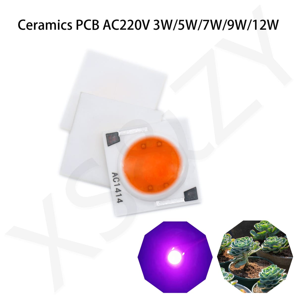 5pcs 3W 5W 7W 9W 12W LED Chips AC 220V Ceramics PCB  Full Spectrum Plant Light Light Beads Smart IC Chip For LED Plant Lighting