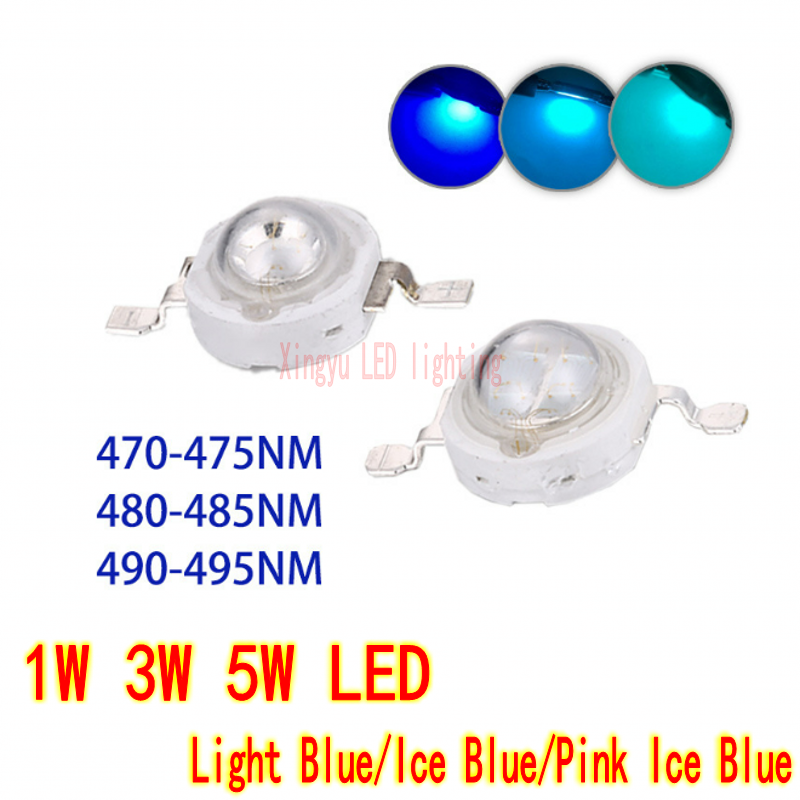 LED Beads 1W3W5W High Power Light Blue 470nm Ice Blue 480nm Blue 490nm Illuminated Water Grass Fish Tank Aquarium Light