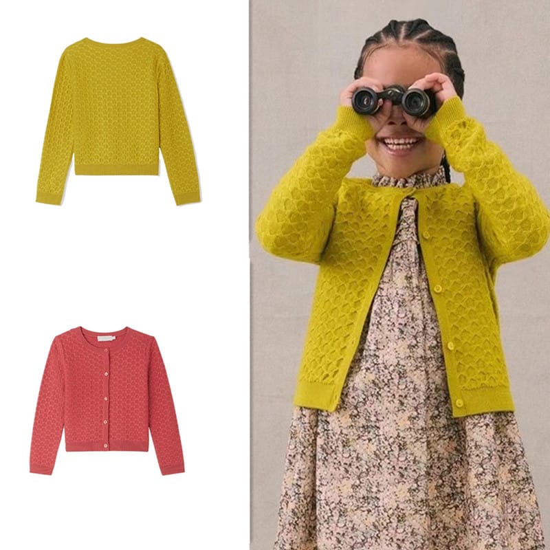 Pre Sale of 2024 Autumn and Winter BP New Girls' Knitted Sweater Butterfly Flower Long Sleeved Buttoned Cardigan Jacket