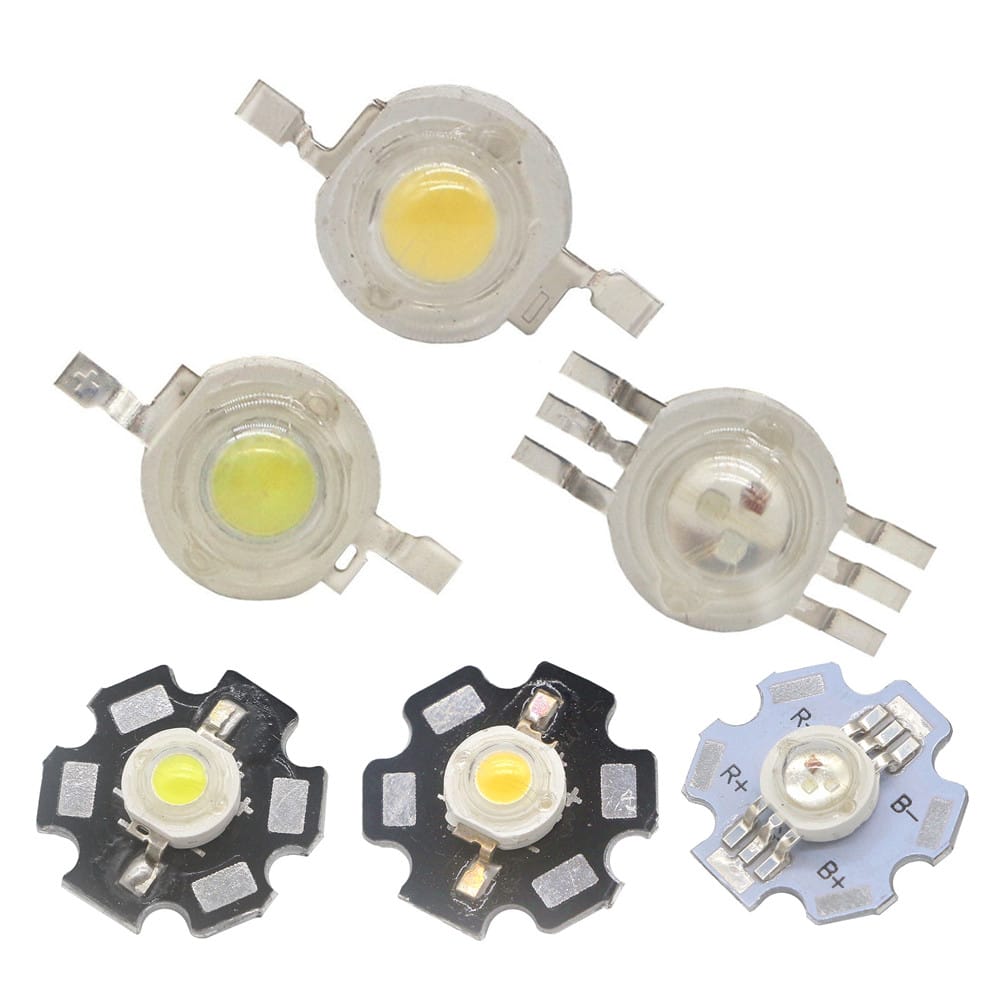 100pcs 1W 3W High Power Chip Warm White RGB UV light Bead Emitter LED Bulb Diodes Lamp Beads with 20mm Star PCB Platine Heatsink