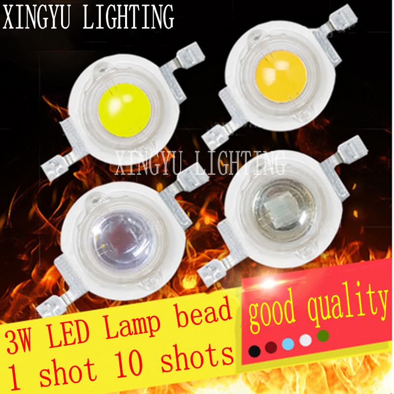 Free Ship 50Pcs 1W 3W High Power LED Chip Light Beads Cold Warm White Red Green Blue Yellow For SpotLight Downlight Lamp Bulb