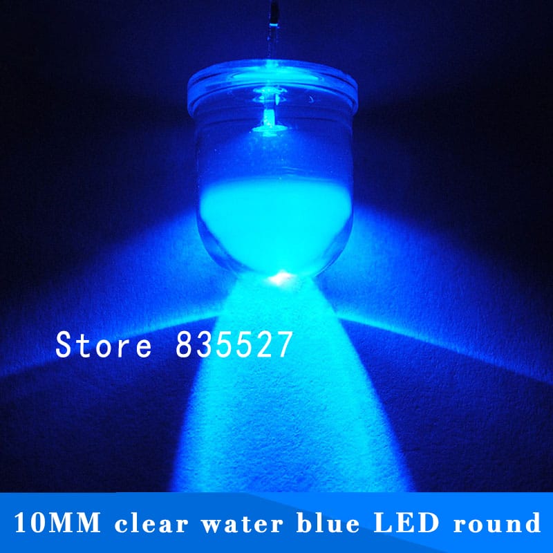 50pcs/lot F10 Round Water Clear 10mm Blue LED Super Bright Light Lamp beads Emitting Diode Diodes DIP For DIY lights head