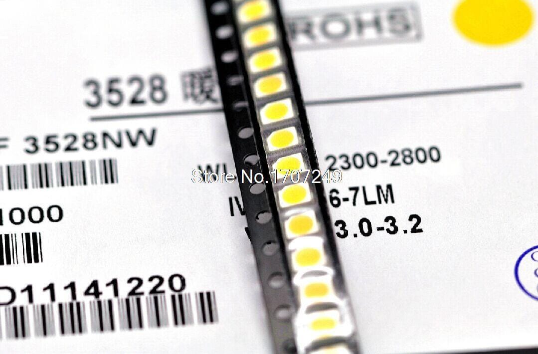 2000pcs/lot Smd Light Emitting Diode Led 3528 1210 1000-1300mcd Warm White Lamp Beads