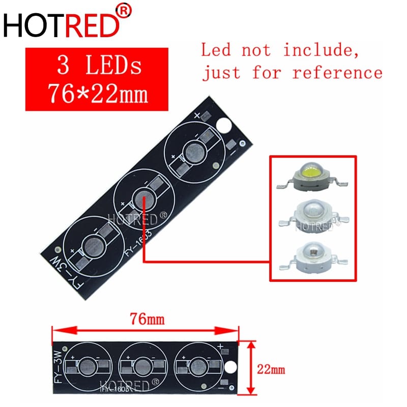 10pcs 50pcs 1W 3W 5W LED Aluminum Base Plate 3X3W 3X1W 3*3W 76*22mm PCB Board DIY For 3W 9W Watt High Power Light Beads Chips