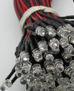 F3 3mm Warm White Red Green Blue Yellow Orange Pink Purple RGB 12V LED Lamp Light With 20cm Wire for Toy Light Beads  x 100pcs