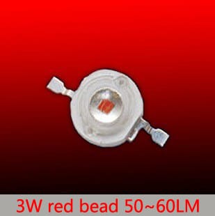 50pcs Red 3w led 660nm bead for led plant growing light source 3w high power LED red bead free shipping