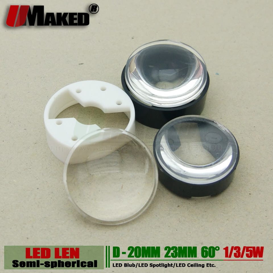 23MM Semi-spherical LED Lens 1W 3W 5W High power light beads lense 60 Angle PMMA Smooth face led chips Cover for spotlights DIY