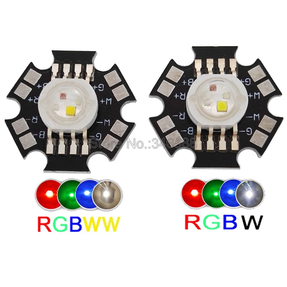 5pcs/lot! 4W RGBW RGBWW High Power LED Light Emitter Bead RGB + Warm White or RGB + White 4 Chip LED Lamp Chip With 20mm PCB