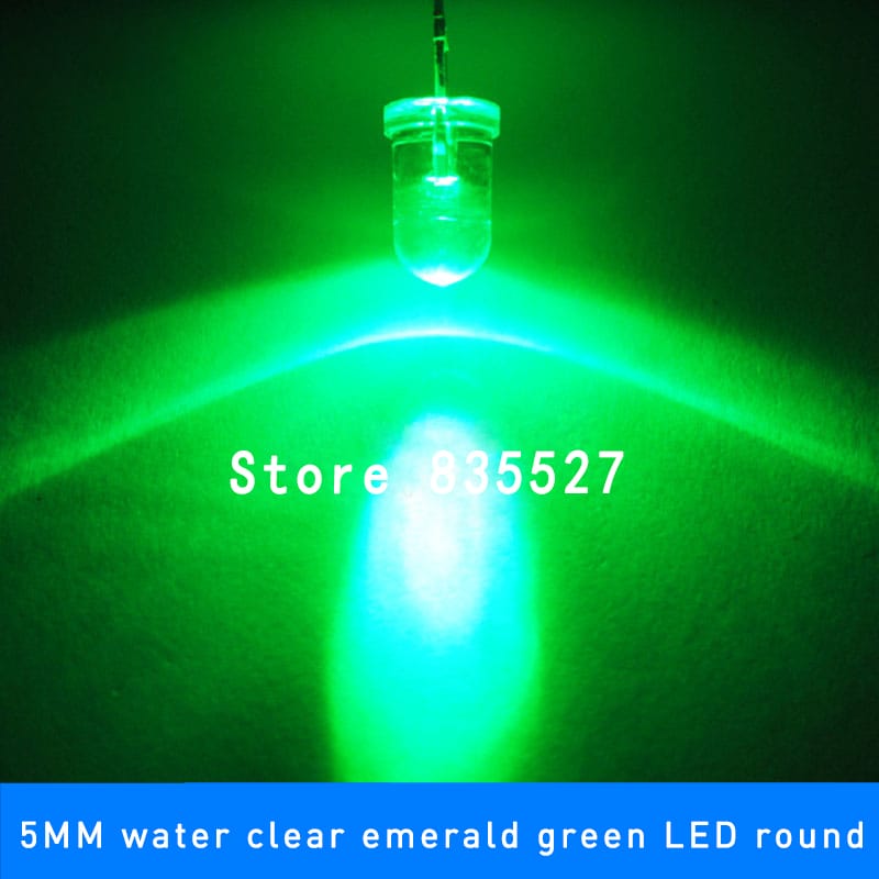 1000pcs / lot Emerald Green 5mm F5 round LED lamp beads super bright LED Light-emitting diodes (high quality) for DIY lights