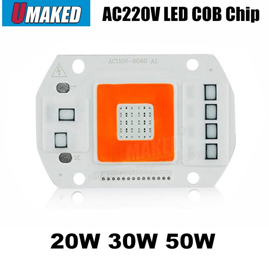 10pcs  20W 30W 50W 60x40mm Red+Blue High power Brightness LED Beads Chip, Smart IC driver AC220V, indoor light DIY outdoor lamp