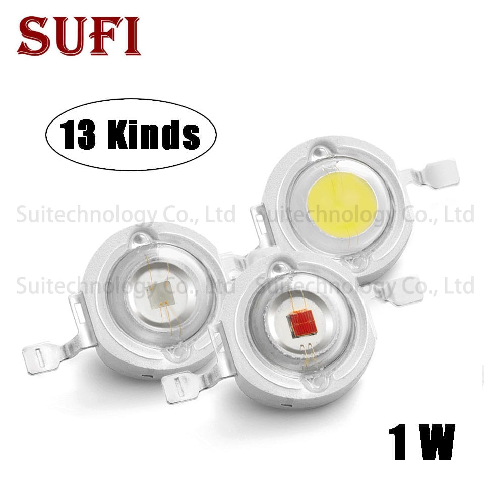 1W High Power LED Chip Warm Natural Cool  White Red Green Blue Yellow Full Spectrum Royal Blue Grow Light For 1 Watt Light Beads