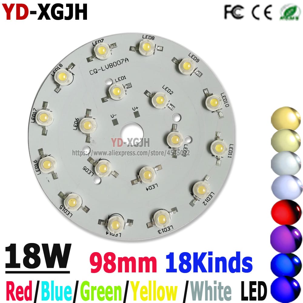 10p 18WLED PCB high power LED lamp beads aluminum plate 1W high power chip light plate with welding finished LED DIY accessories