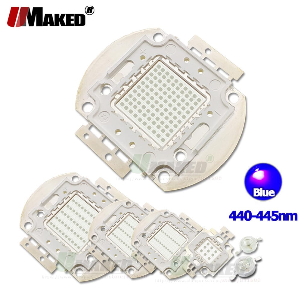 High Power LED COB Chip 1W 3W 5W 10W 20W 30W 50W 100W Deep Blue 440nm Matrix Integrated SMD Diode Light Beads For Spotlight lamp