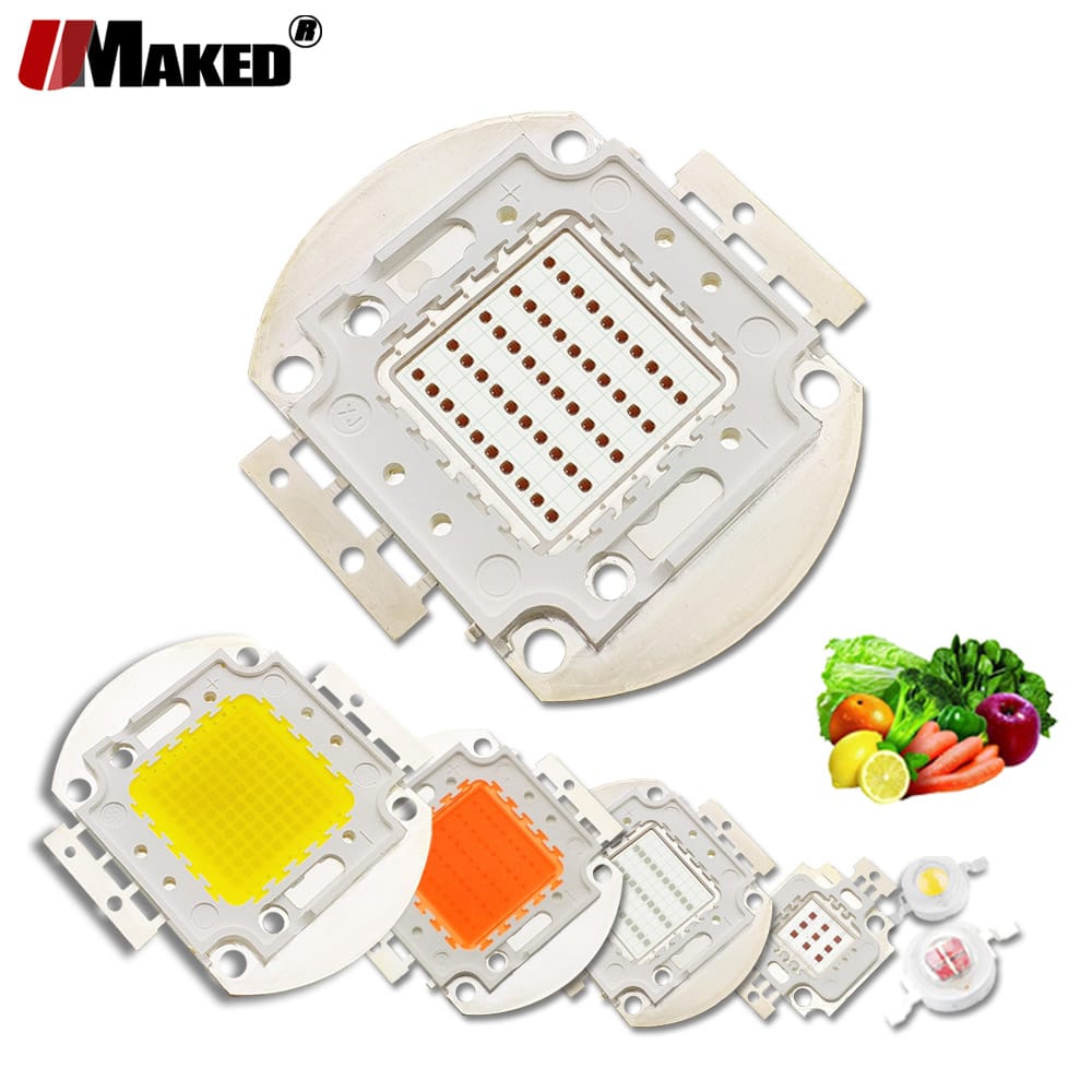 Grow Light LED Chip 1W 3W 5W 10W 20W 30W 50W 100W Red 660nm Blue 440nm Full Spectrum SMD COB Integrated LED Aquarium Light Bead