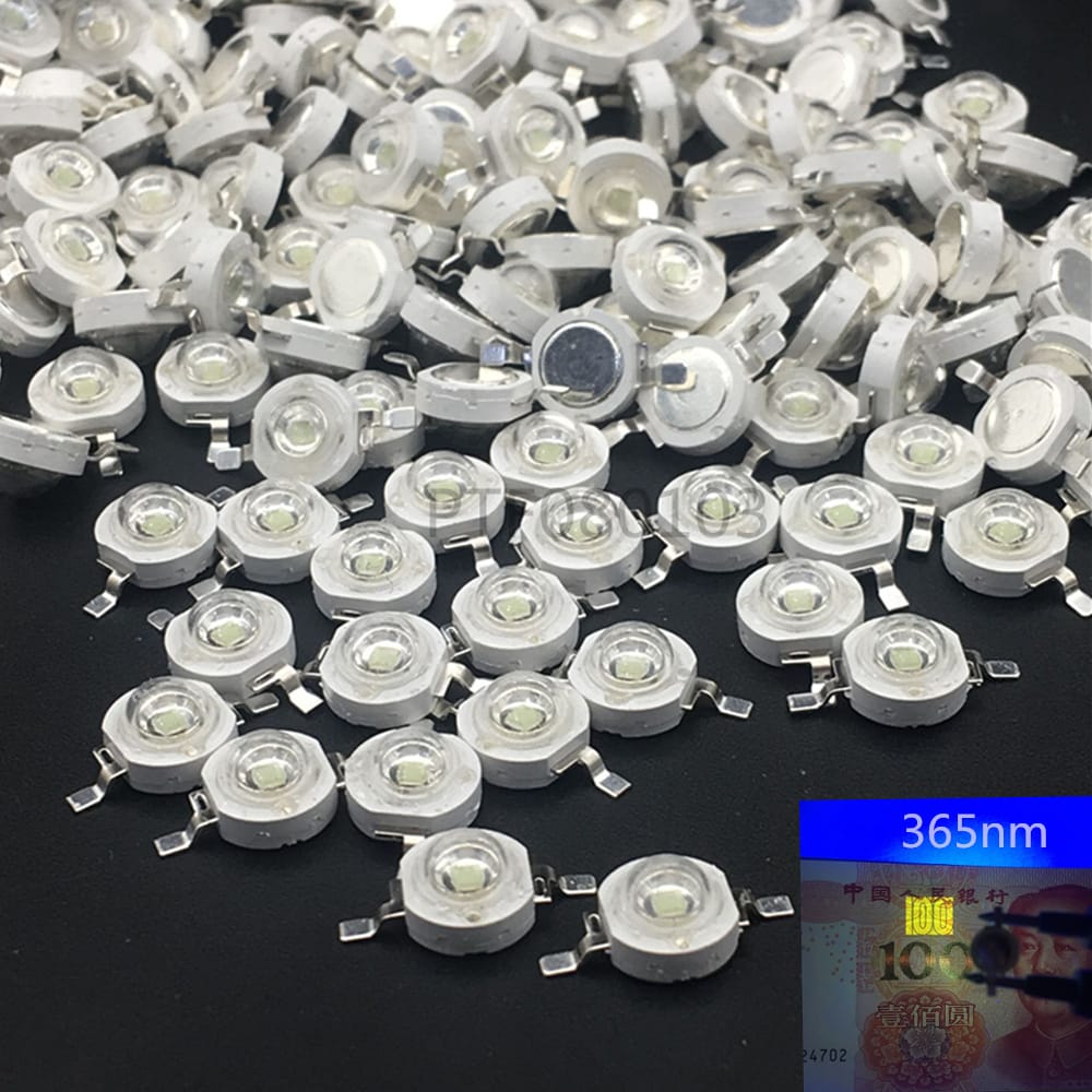 10pcs-100pcs 3W UV High Power LED Light Beads Ultra Violet Purple LED Chip 360nm 365nm 370nm 380nm 390nm 395nm 400nm 405nm 430nm
