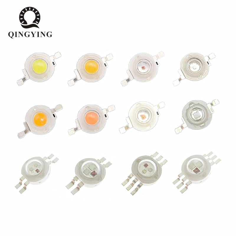 10pcs 1W 3W SMD COB LED Chip Lamp Bulbs High Power Diodes Cold White Warm White Red Green Blue Yellow 440 660nm Grow Light Beads