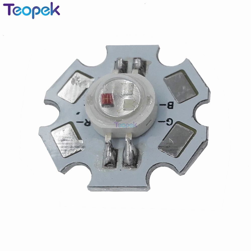 20pcs/lot 3W RGB Color  High Power LED Bead Light 4pin With 20mm Star Heatsink For DIY