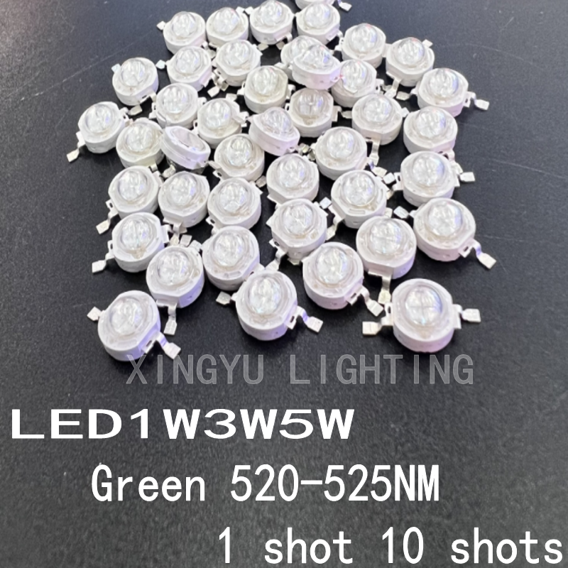 10PCS 1W3W5W high power led lamp bead green light led lamp bead highlight spotlight wick flashlight bulb green light 520-525NM