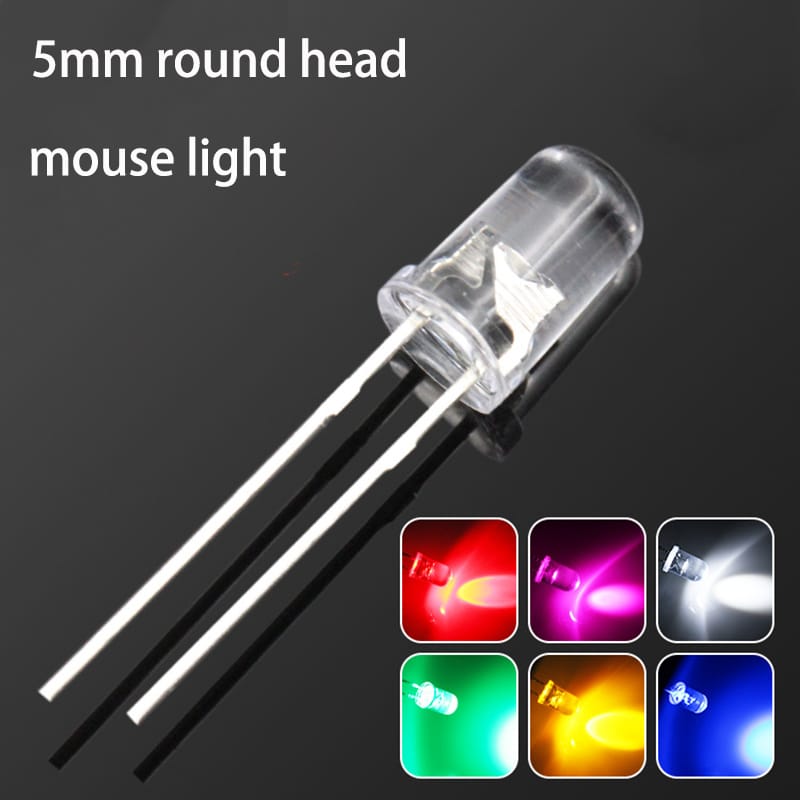 F5 5mm Transparent Mouse Light Emitting Diode LED High Brightness White Red Blue Yellow Pink DIP Round In-line Light Bulb Beads