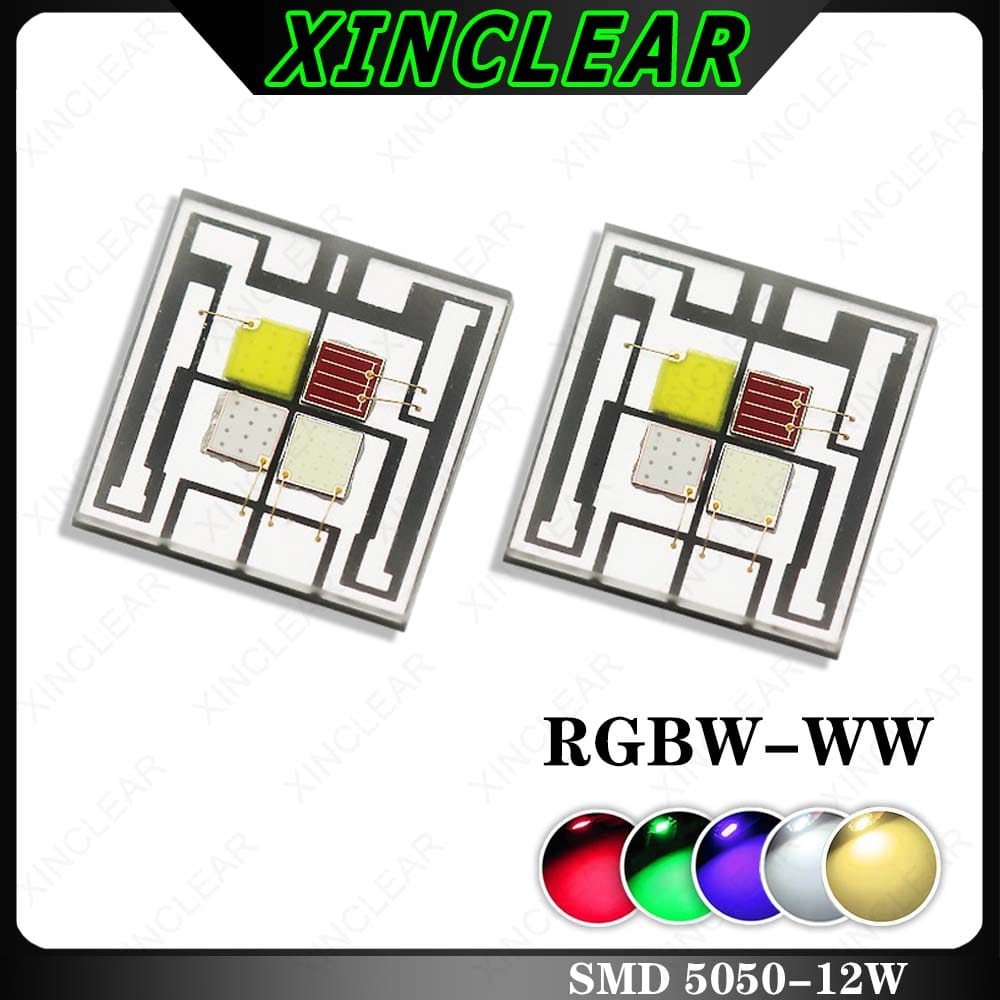 10pcs RGBW RGBWW Red Green Blue White Integrated LED SMD 5050 Chip 3W 12W Colorful Light Beads For 3 12 W Watt Stage Light Beads