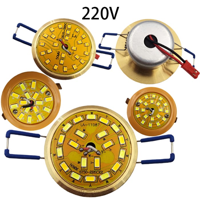 4W 5W 220V 40mm 50mm Mounting Hole Three Colors Warm Yellow White SMT SMD Crystal Ceiling LED Light Base Bulb Lamp Bead Emitter