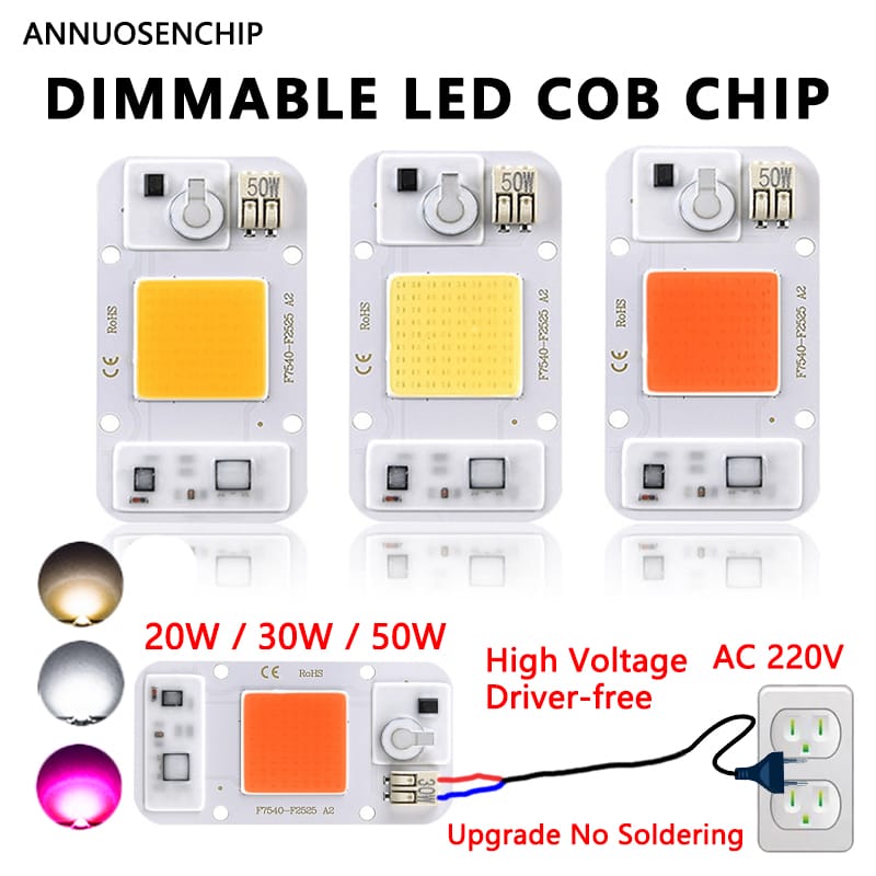 20W 30W 50W LED COB Chip 220V AC Driverfree High Voltage High Power Floodlight grow light Aluminum Panel Integrated Light Beads