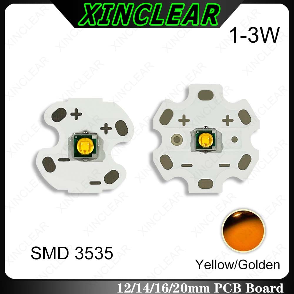 10pcs 1W 3W LED Lamp Beads Golden Yellow XPE 3535 LED Chips With 20mm 16mm 14mm 12mm PCB Board For DIY Biycle Light Flashlight