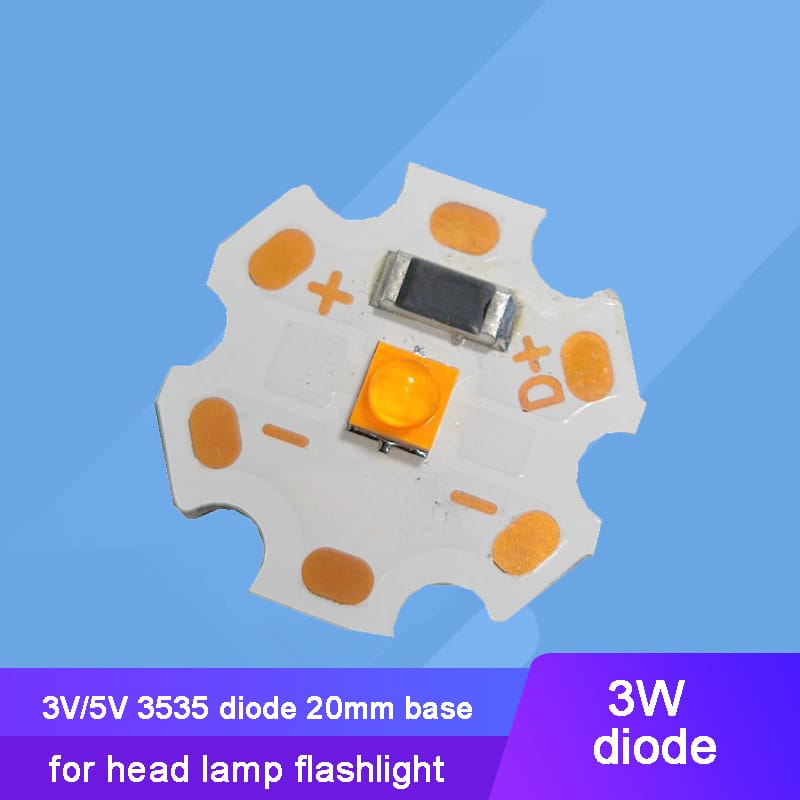 10pcs 3V 5V 3W White Warm Yellow 3535 LED Bead Light + 20mm Base