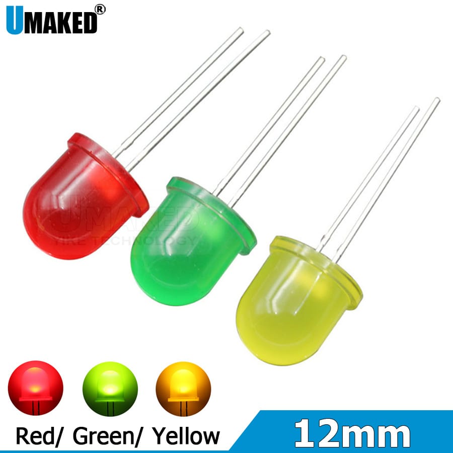 1000Pcs F12 12mm  Super bright LED Diode, Color lens round led lamp wide angle led bead Red DIY Light Emitting Diodes